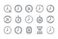 Time and clock related line vector  icon set. Royalty Free Stock Photo